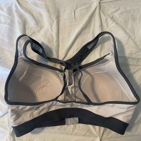 C9 Champion Power Shape Max Zip Sports Bra - White and Gray 36D - Picture 2 of 4